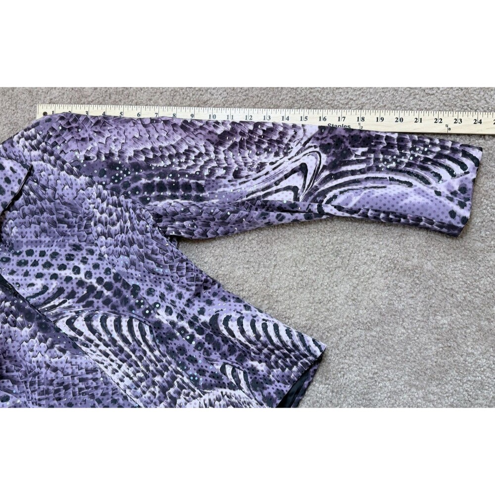 Vintage Y2K Mesmerize KamiKam Jacket M Purple Animal Print Sequin Zip Up Sparkle - Picture 9 of 13